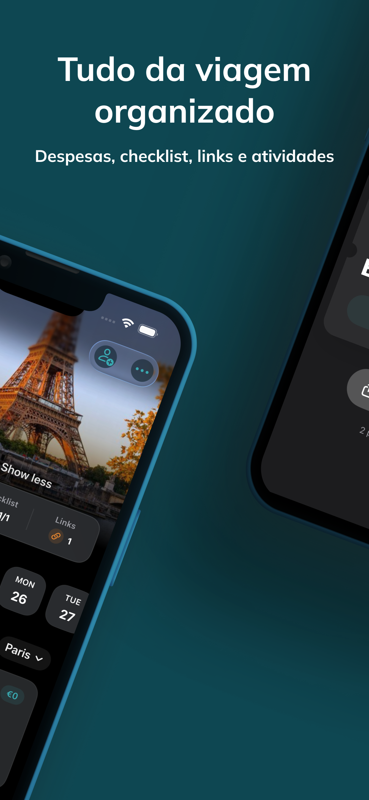 Itaro app organized trip screen