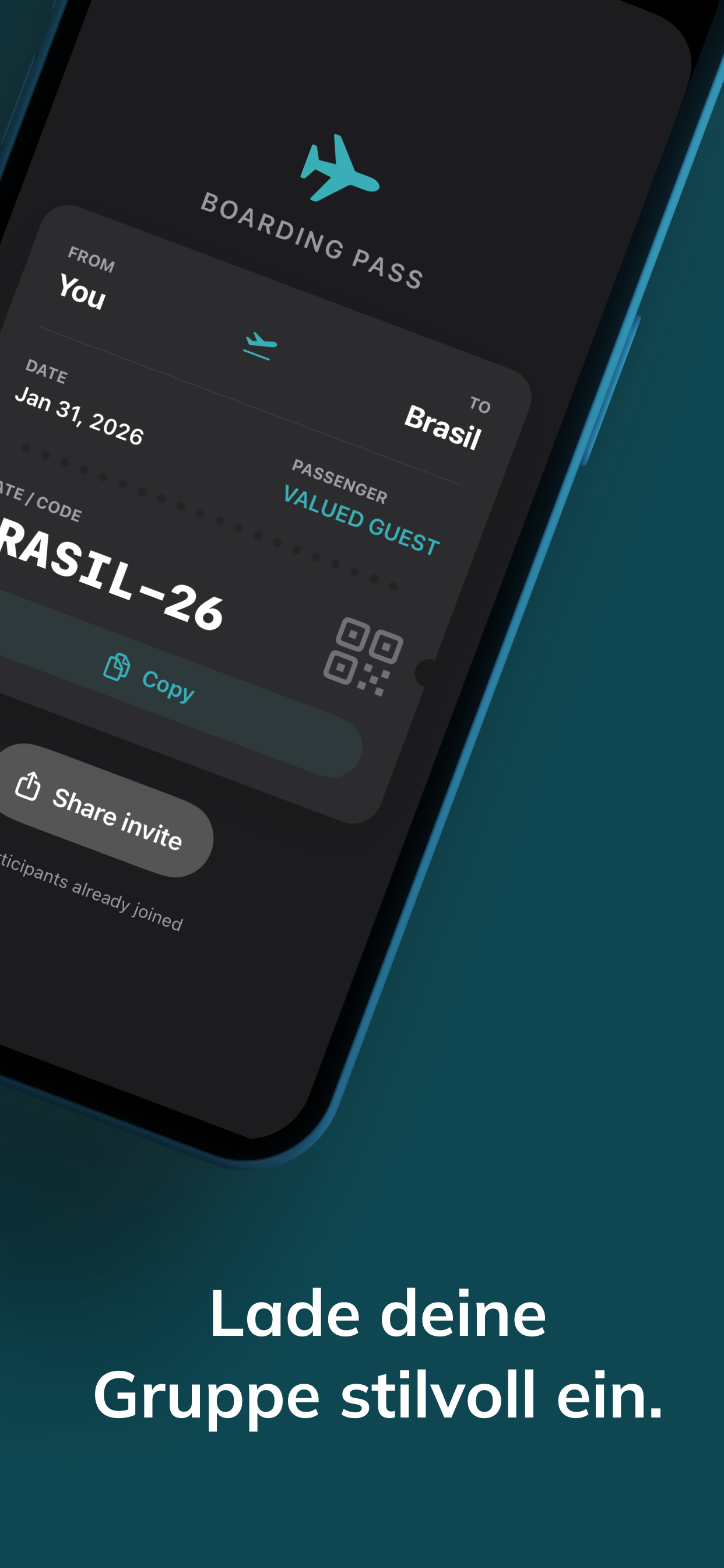 Itaro app group invite boarding pass