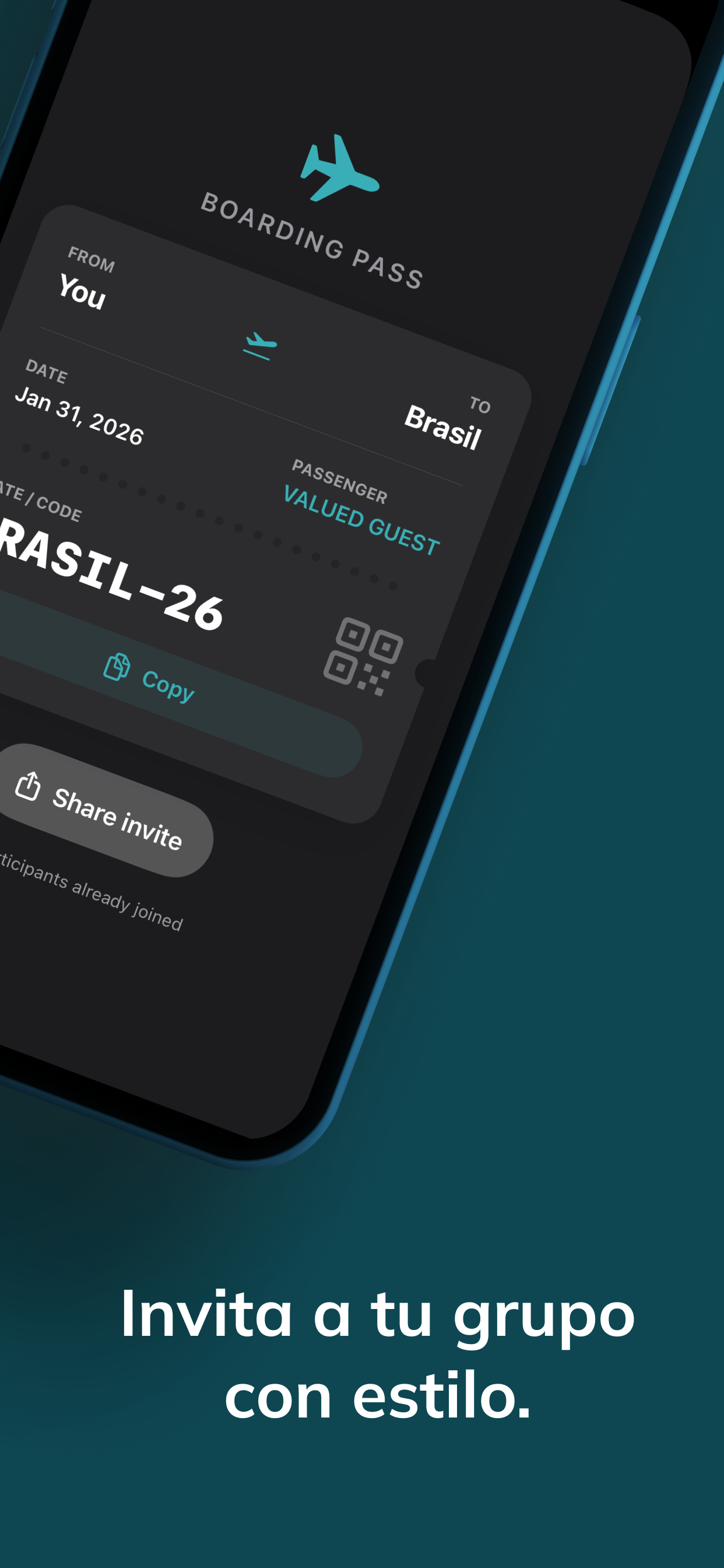 Itaro app group invite boarding pass