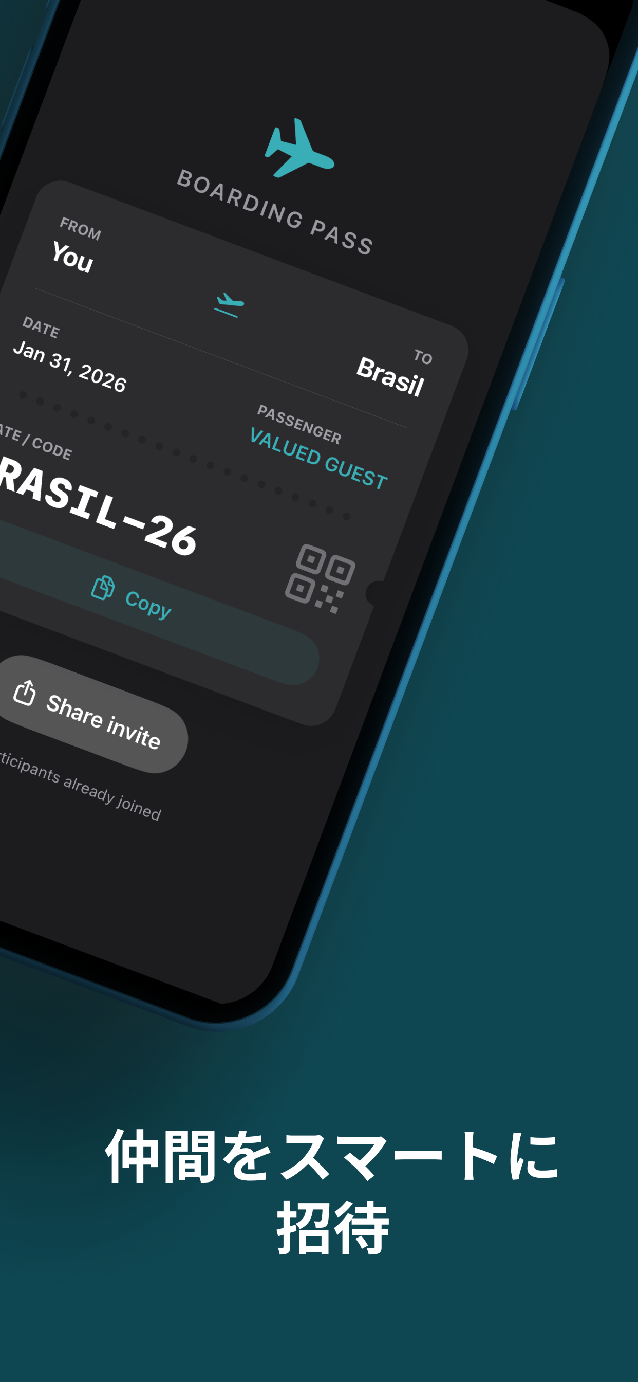 Itaro app group invite boarding pass