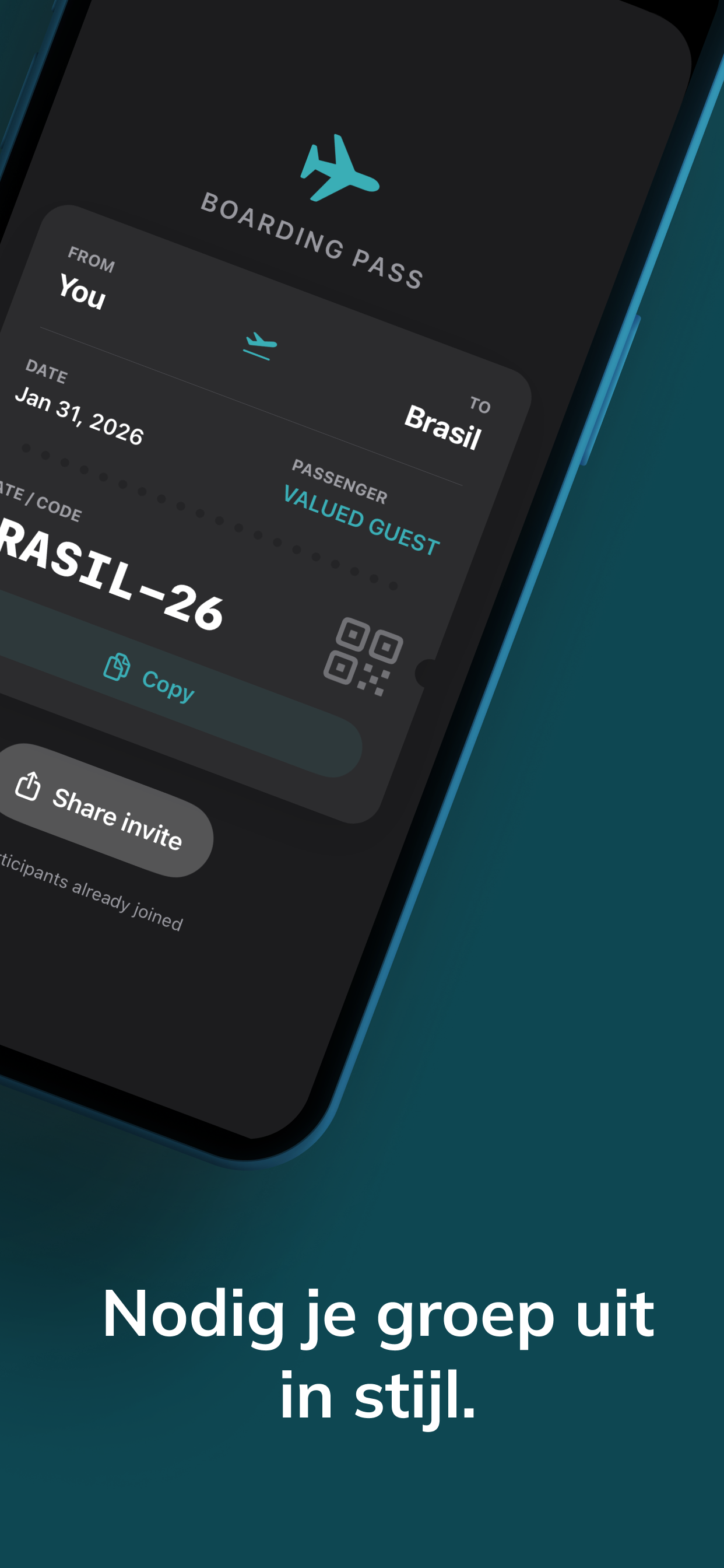 Itaro app group invite boarding pass
